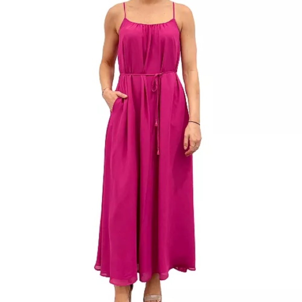 Sam Edelman Magenta Pink Chiffon Trapeze Sleeveless Maxi Dress